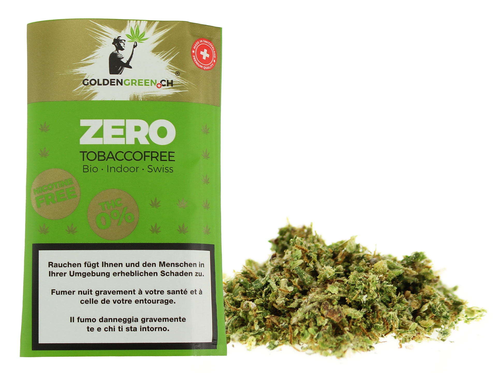 GOLDENGREEN, Zero Tobaccofree - Swiss Premium Substitut de Tabac